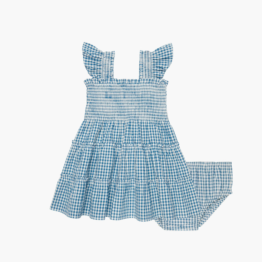 The Baby Ellie Nap Dress - Lagoon Gingham