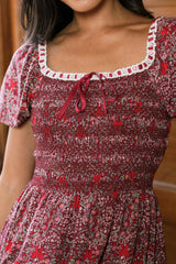 Sunday Best Dress in Garnet Ribboned Garden