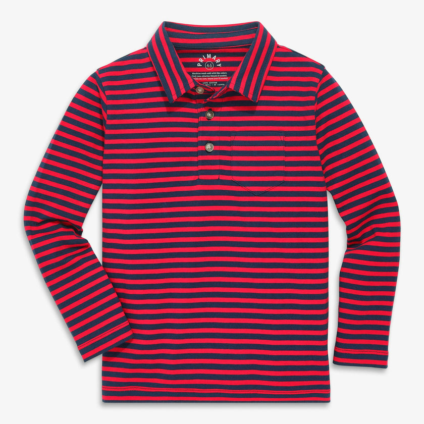 Kids long sleeve polo in stripe