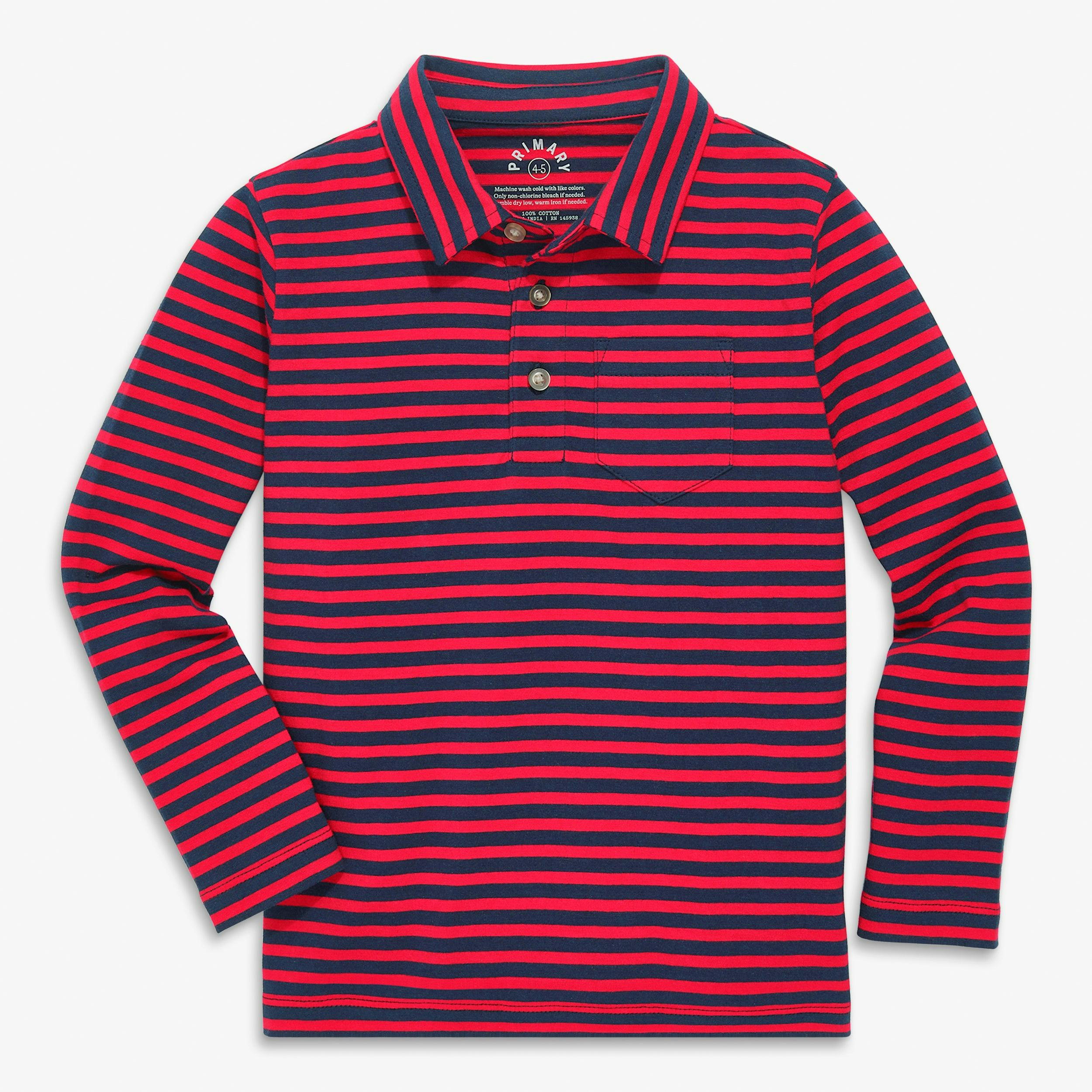 Kids long sleeve polo in stripe