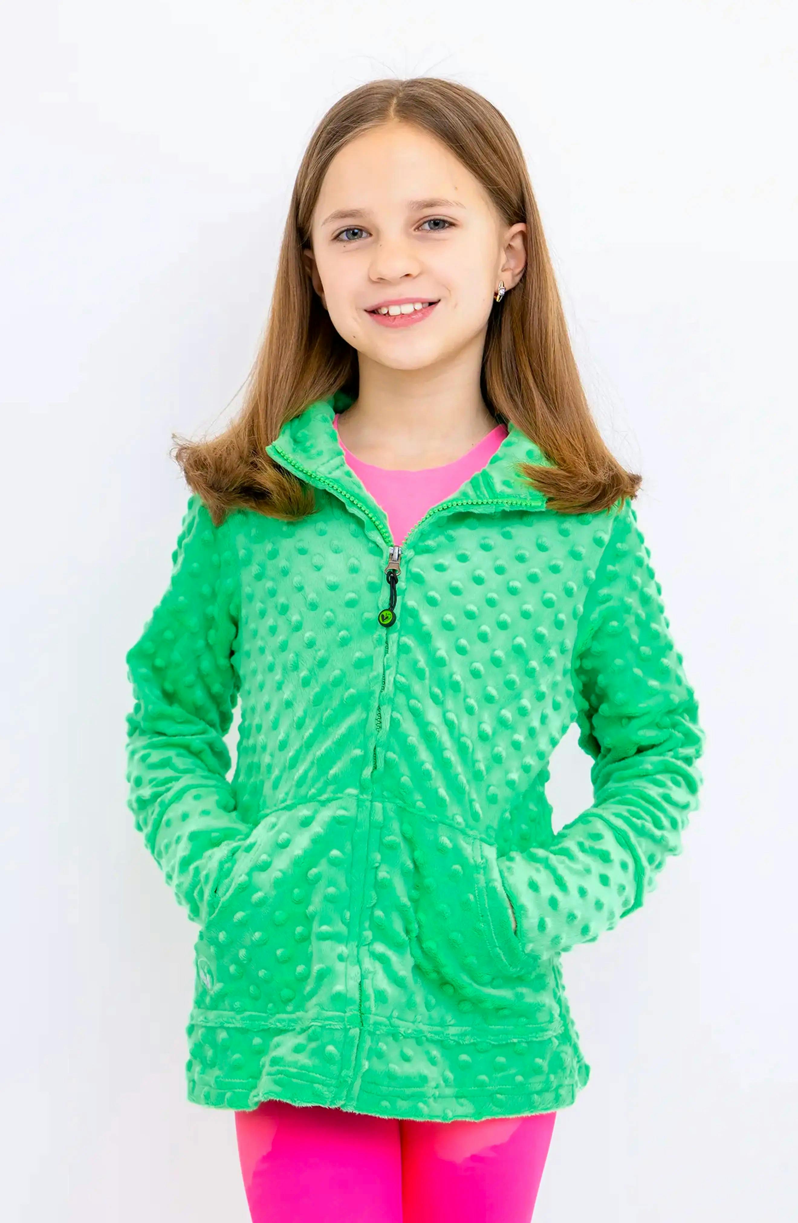 Minky Bubble Zip Hoodie - Kelly Green