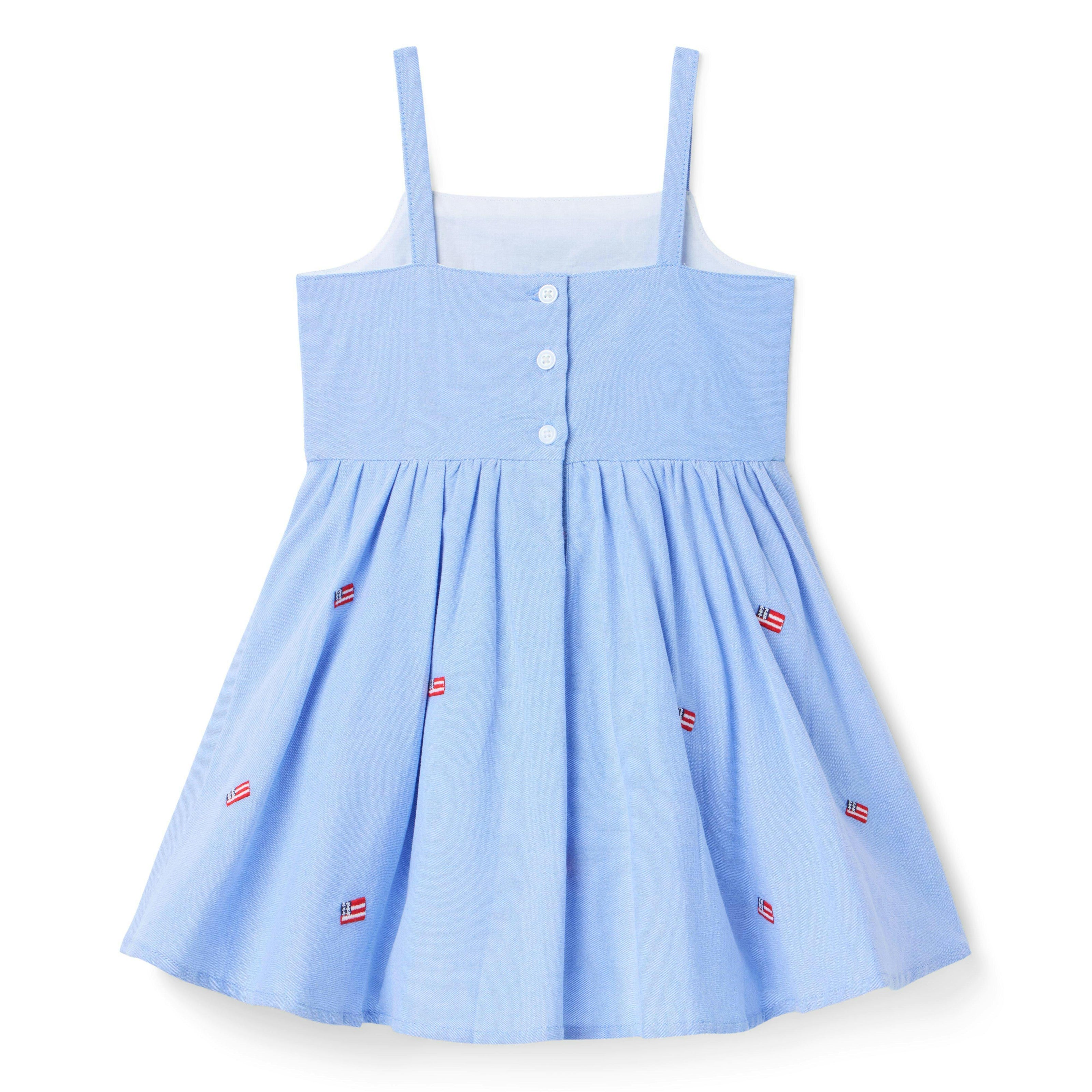 Embroidered Flag Dress, blue