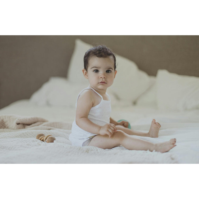 Baby Girl 2pc White Short Sleeve Onesie Set