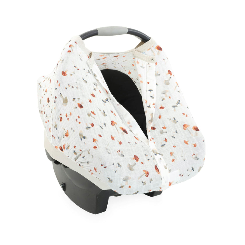 Cotton Muslin Car Seat Canopy - Mushrooms
