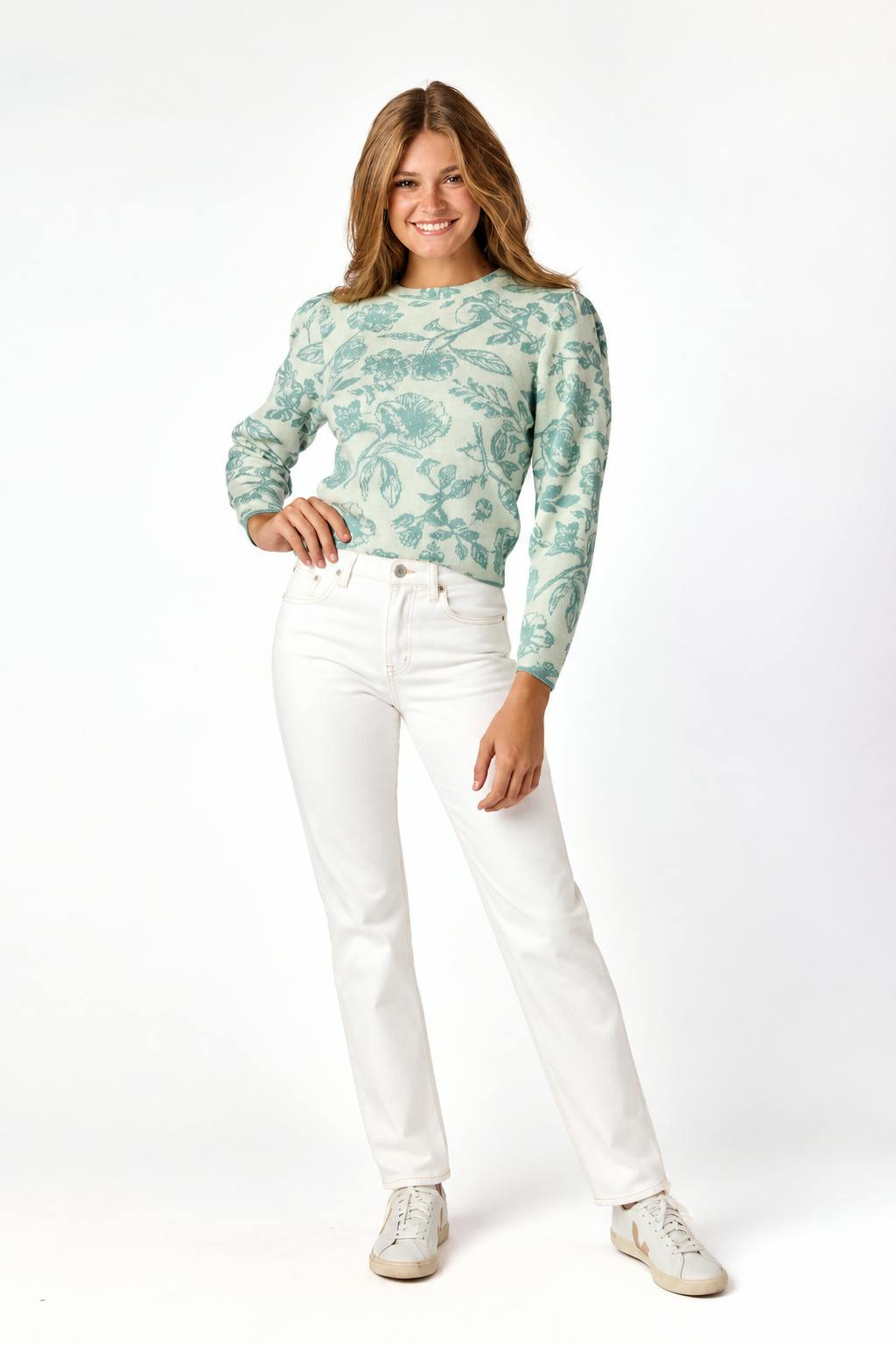 Amelia Jacquard Sweater Sage