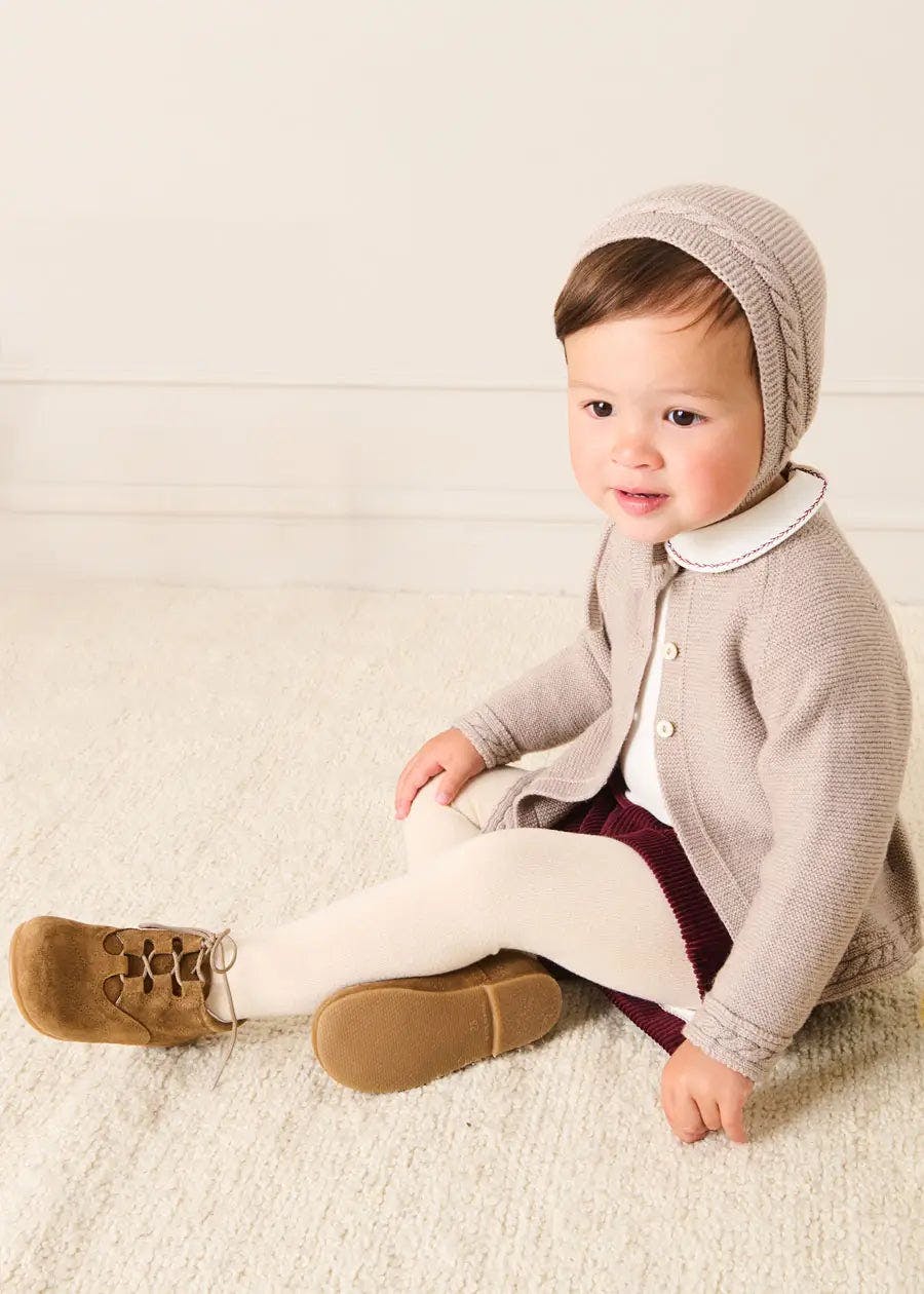 Cable Detail Cardigan in Beige (6mths-3yrs)