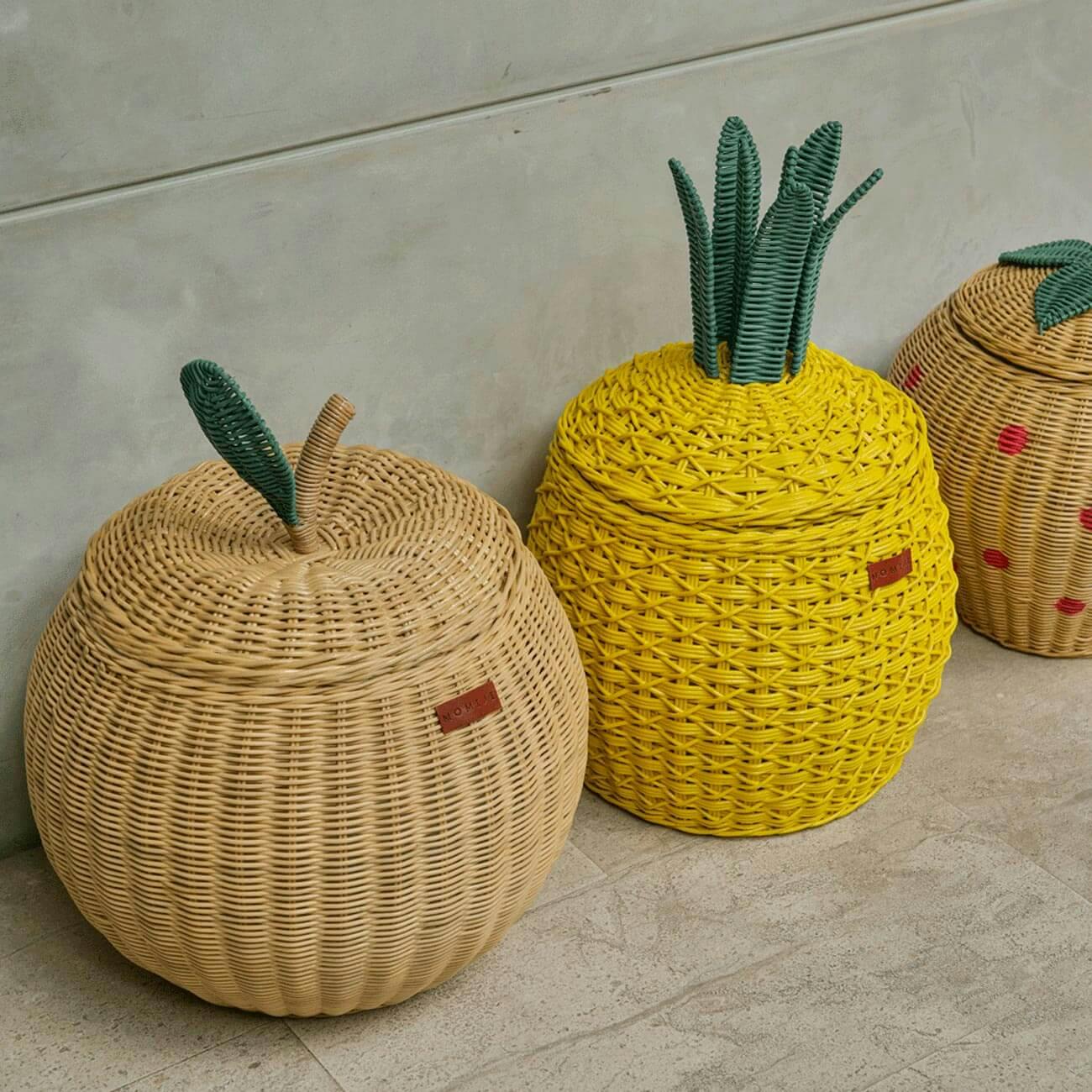 Apple Handcrafted Rattan Storage Basket Natural -  Medium Wicker