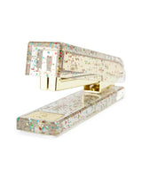 Packed Party Confetti Party Acrylic Stapler - Clear Confetti-Injected Acrylic Stapler with Gold Hardware for Home School and Office Desks, 5.75x2.75 Inch