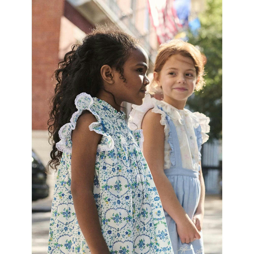 Nicky Hilton x La Coqueta Blue Bow Floral Lily-Grace Girl Empire Dress