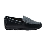 Black Faux Leather Penny Loafers