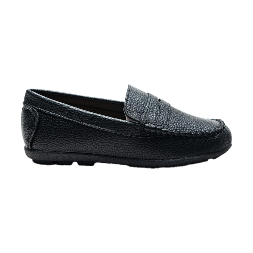 Black Faux Leather Penny Loafers