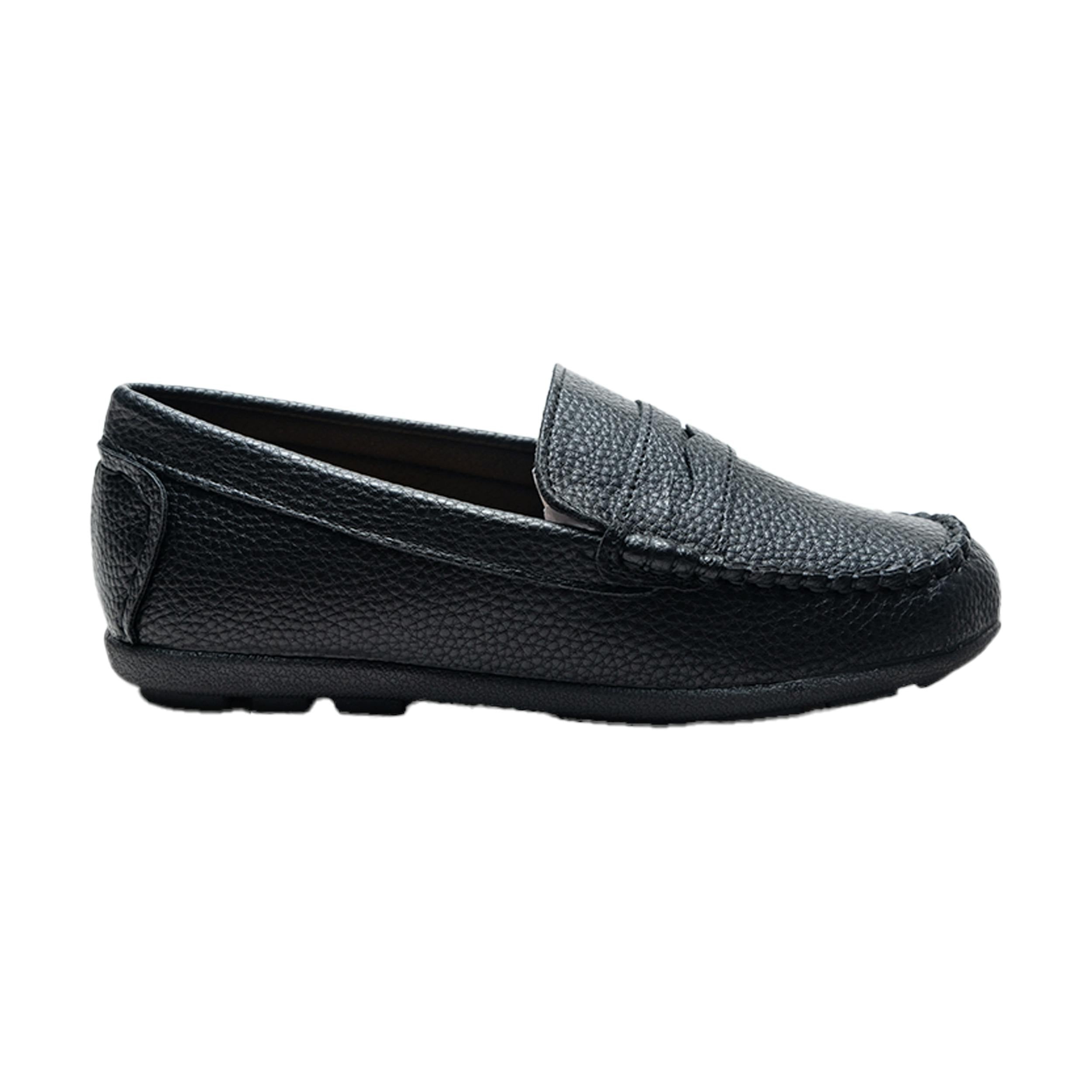 Black Faux Leather Penny Loafers