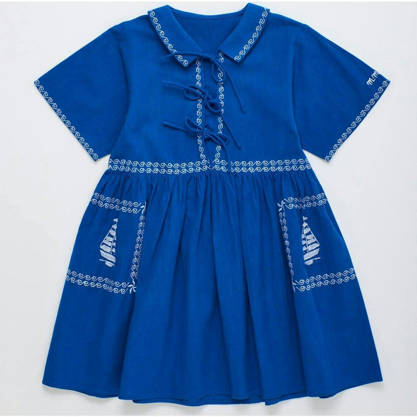 BARCOS EMBROIDERED DRESS BLUE