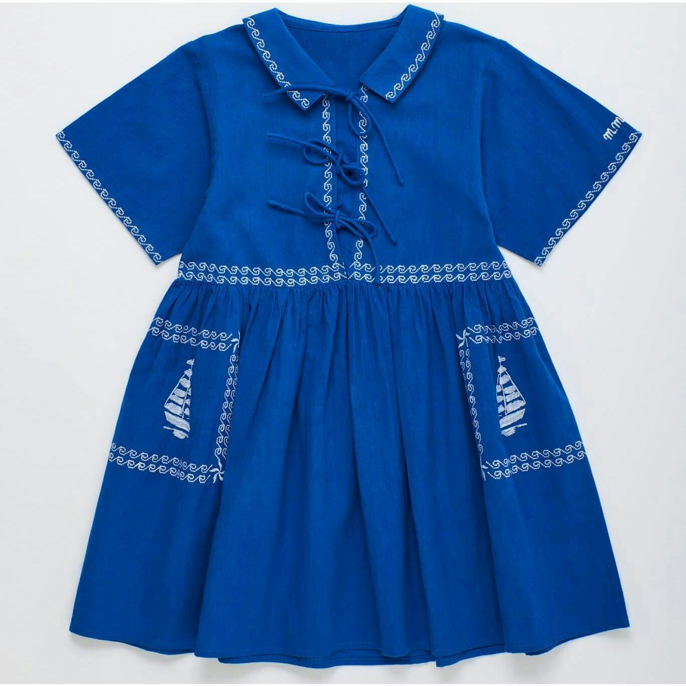 BARCOS EMBROIDERED DRESS BLUE