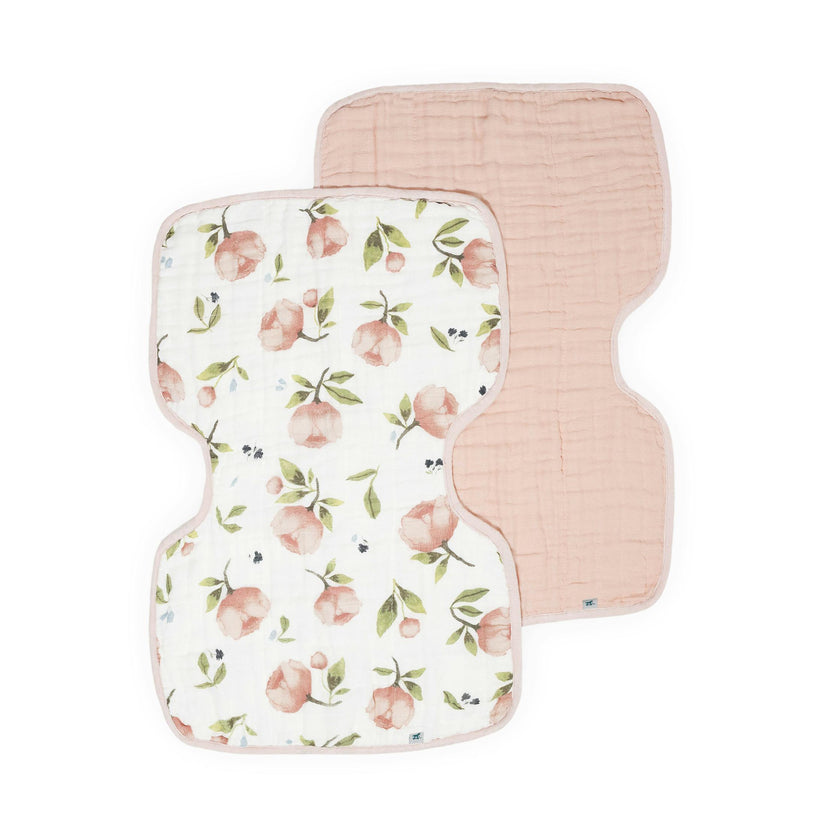 Organic Cotton Muslin Burp Cloth 2 Pack - Watercolor Floret + Rosie