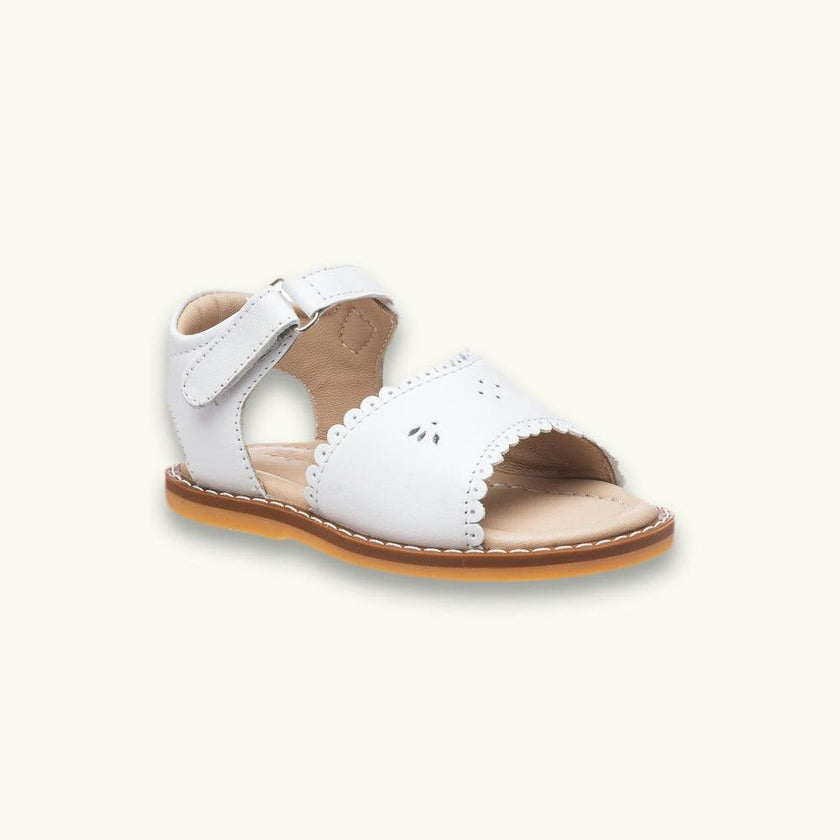 Toddler Classic Scallop Sandal | White Leather