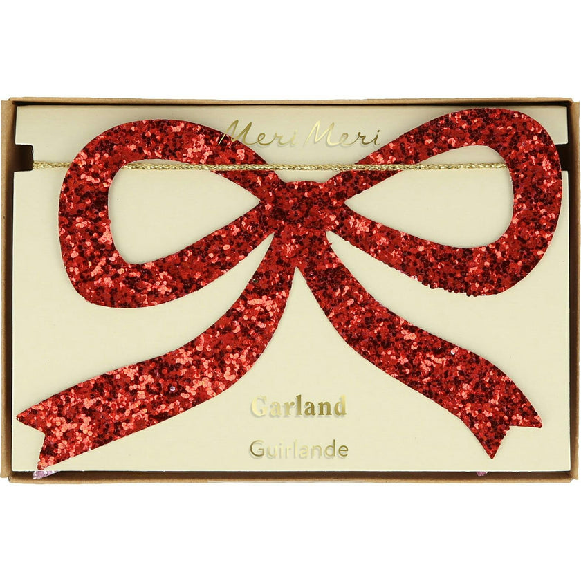 Red & Pink Glitter Bow Garland