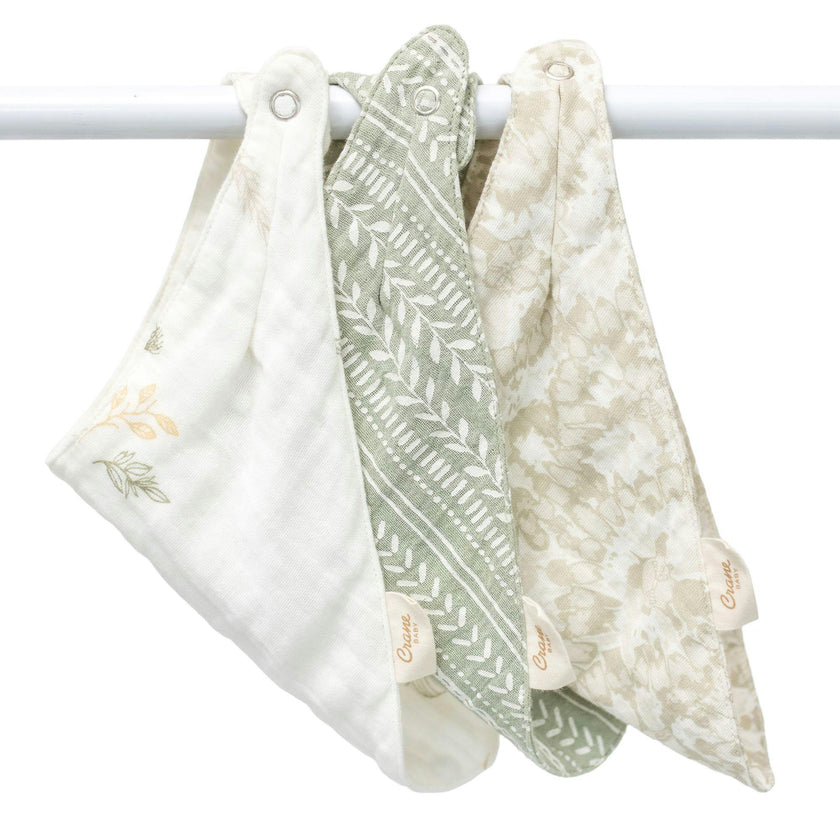 Willow Leaf Cotton Bandana Baby Bib (3 Pack)