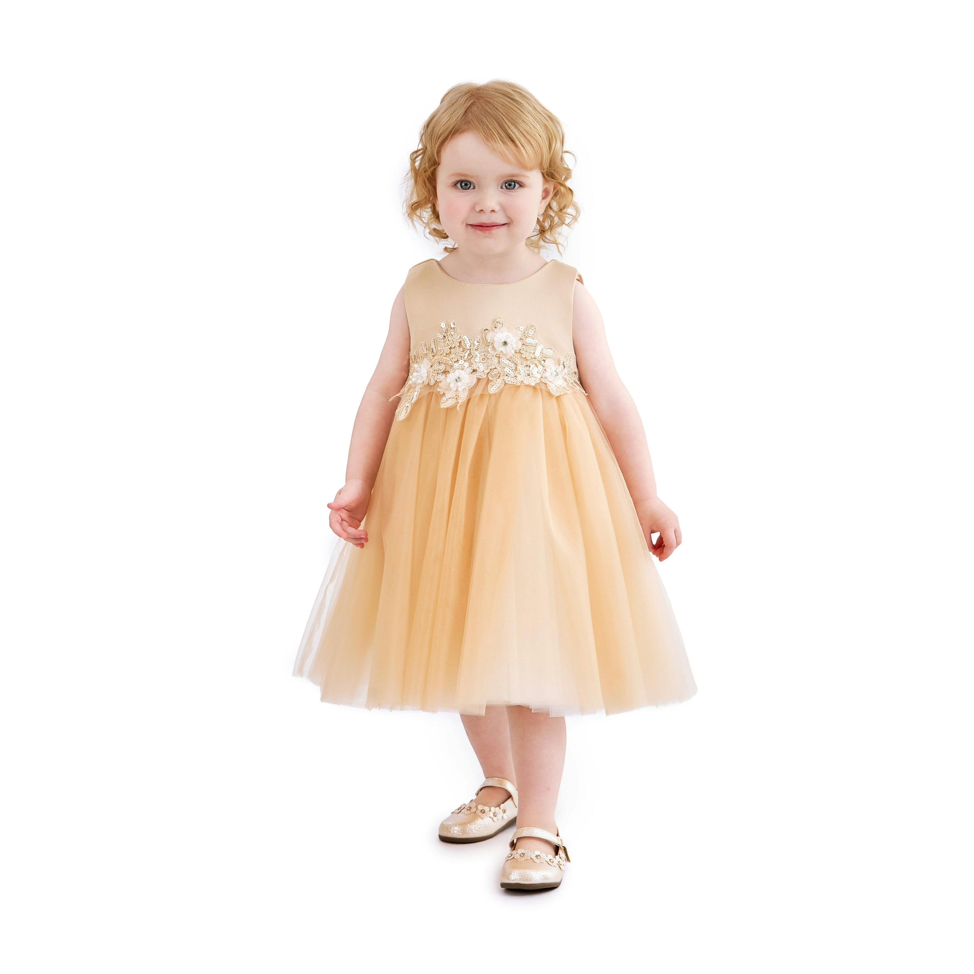 Champagne Zinara Ribbon Bloom Gown