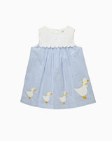 Baby Pinafore Duck Dress in Blue Stripe