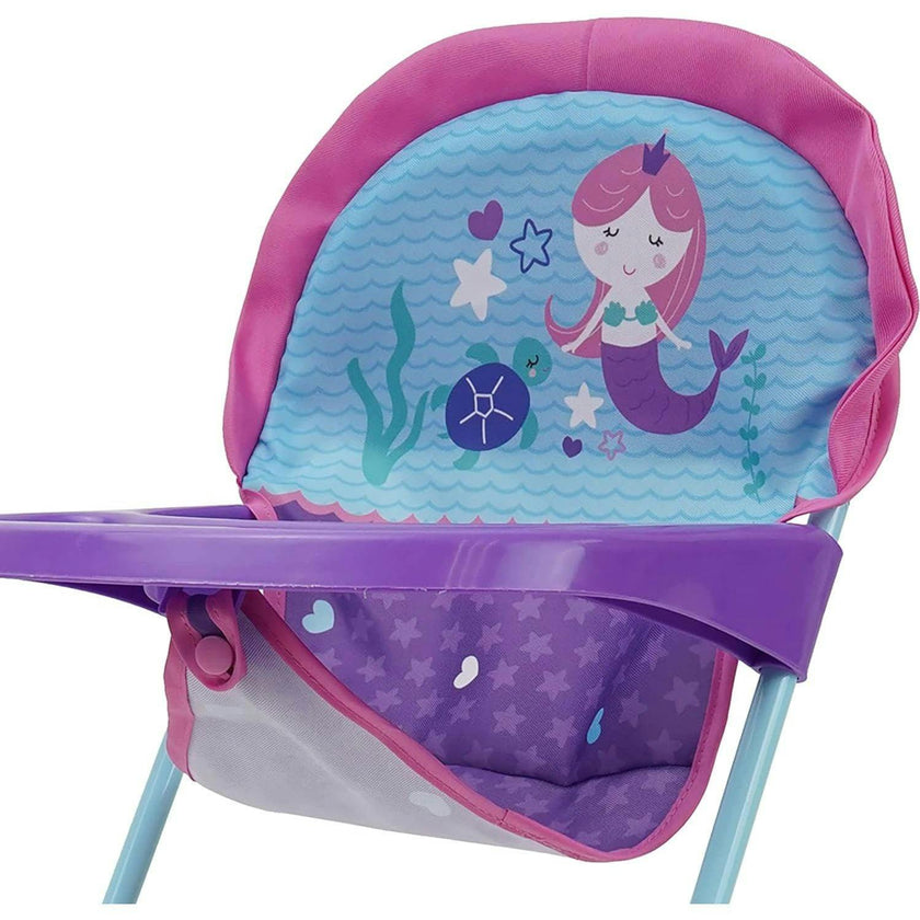 Mermaid Baby Doll Highchair w/ Front Tray & Safety Harness