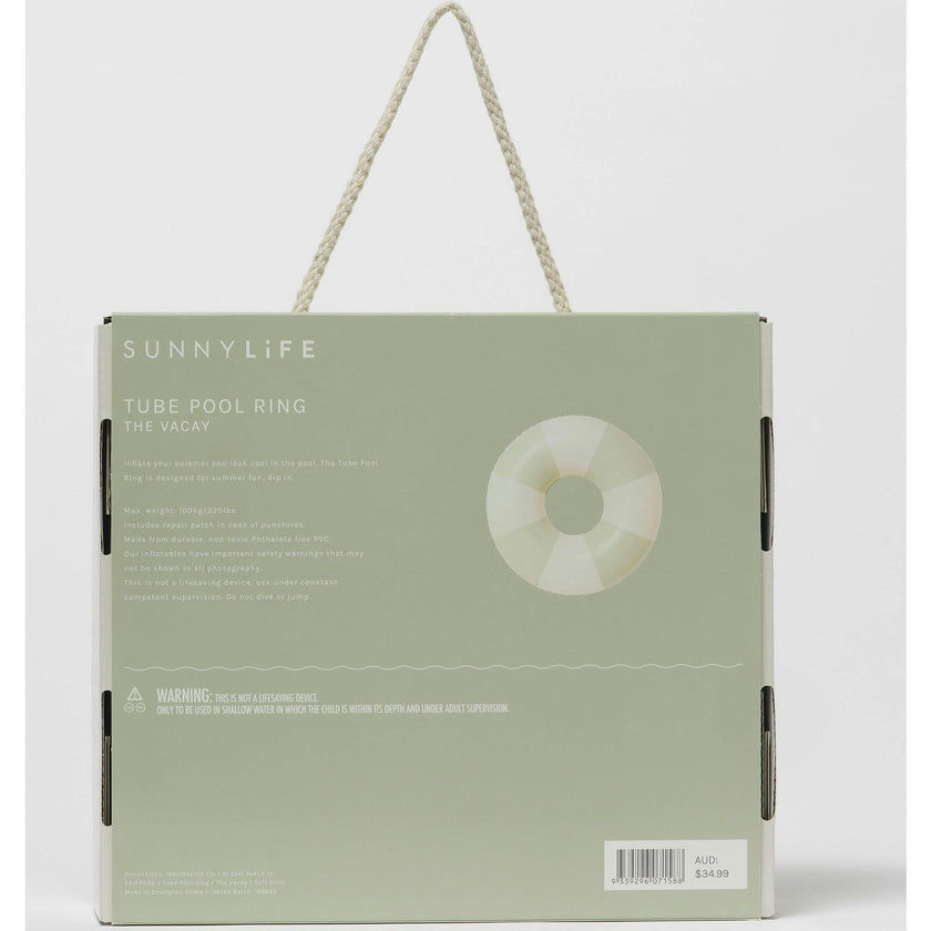 Tube Pool Ring: The Vacay Soft Olive Stripe