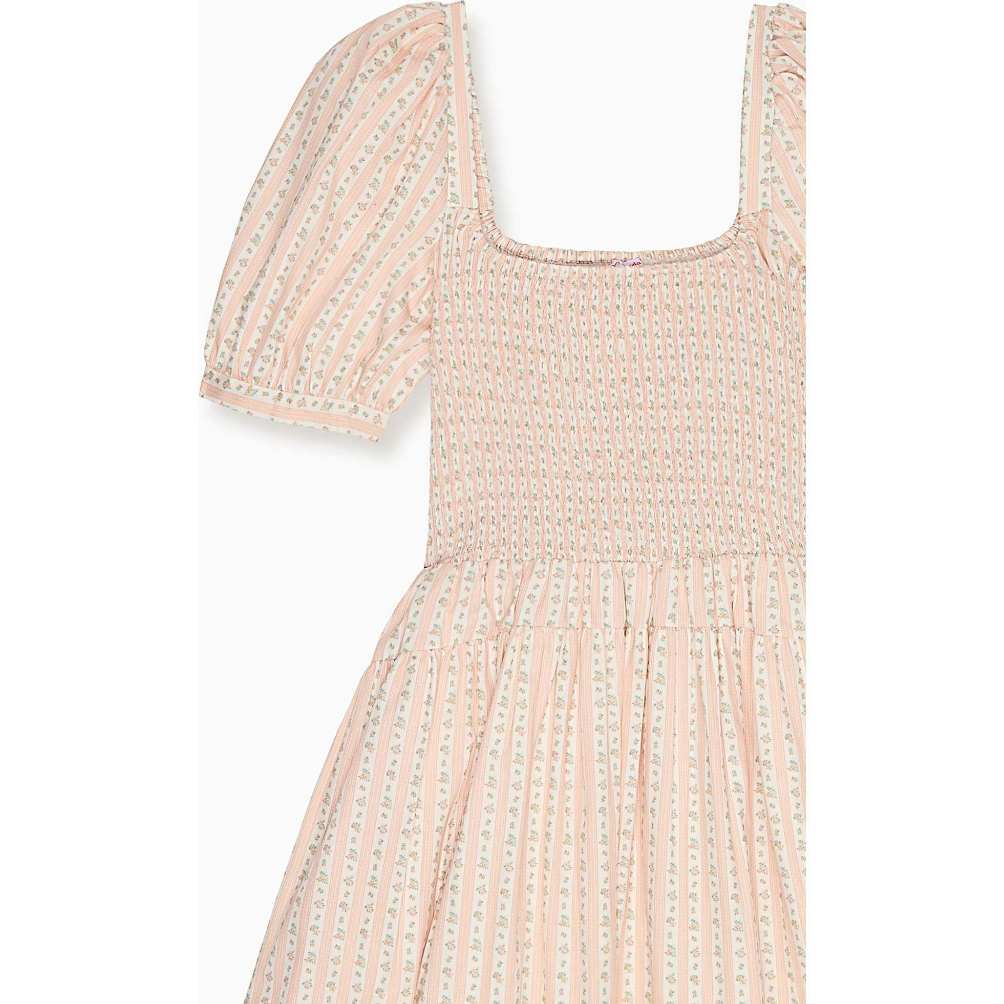Pink Floral Stripe Sevilla Women Knee Length Dress