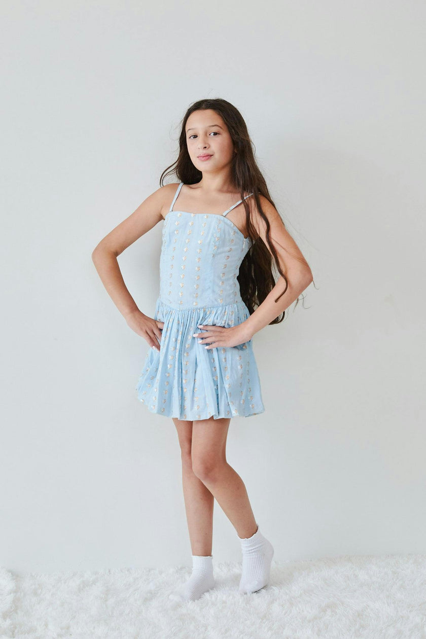 Daniela Pastel Blue Heart Lurex Ballet Dress