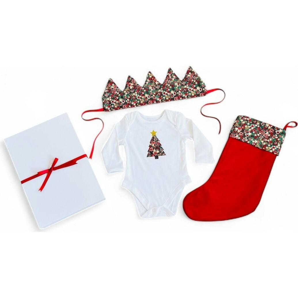 My Little Shop UK X Maisonette Exclusive Liberty Of London Baby'S First Christmas Gift Set, Red