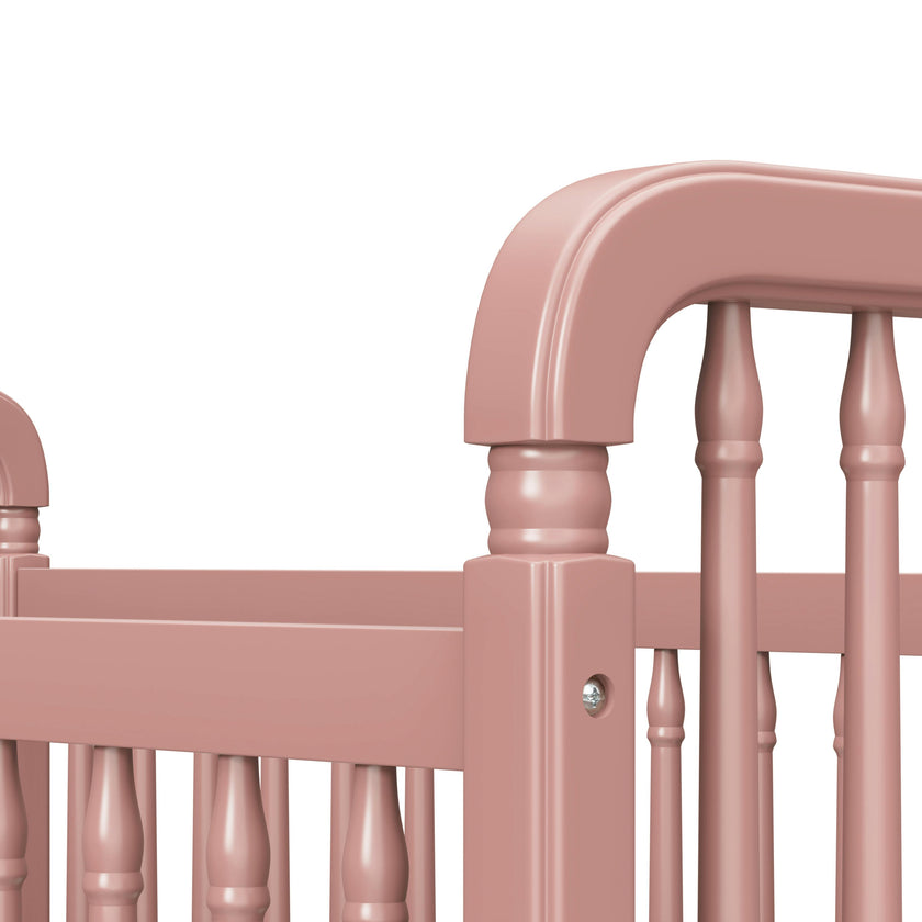 Liberty 3-in-1 Convertible Spindle Crib with Toddler Bed Conversion Kit in Dusty Rose