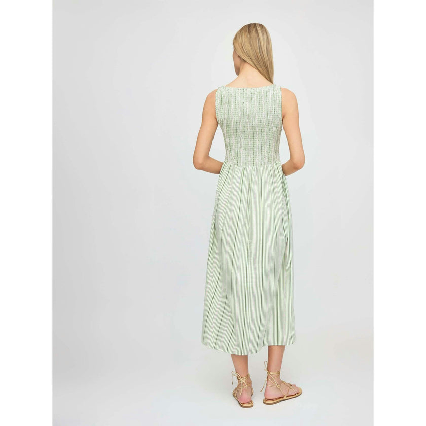 The Cosima Nap Dress - Green Jacquard Stripe