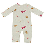 Football Print One Button Romper Baby Rib
