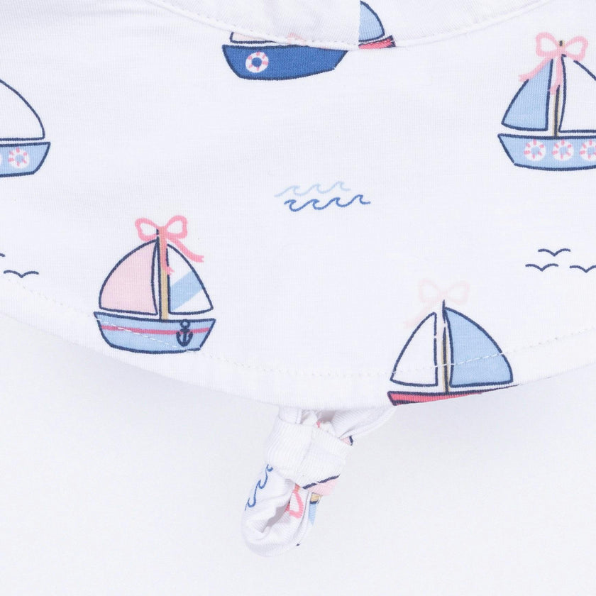 Bubbly Sailboats Pink - Wide Brim Sun Hat