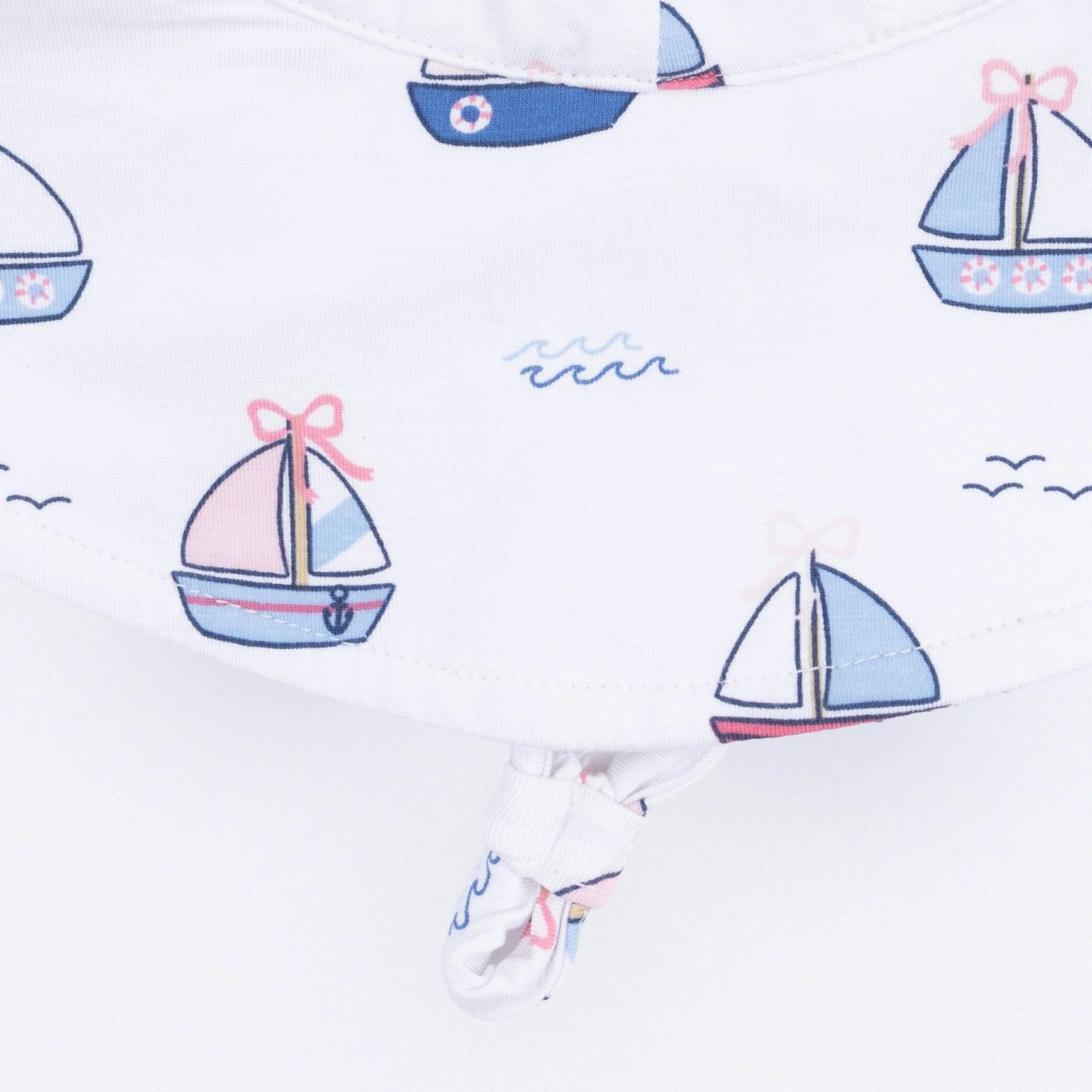 Bubbly Sailboats Pink - Wide Brim Sun Hat