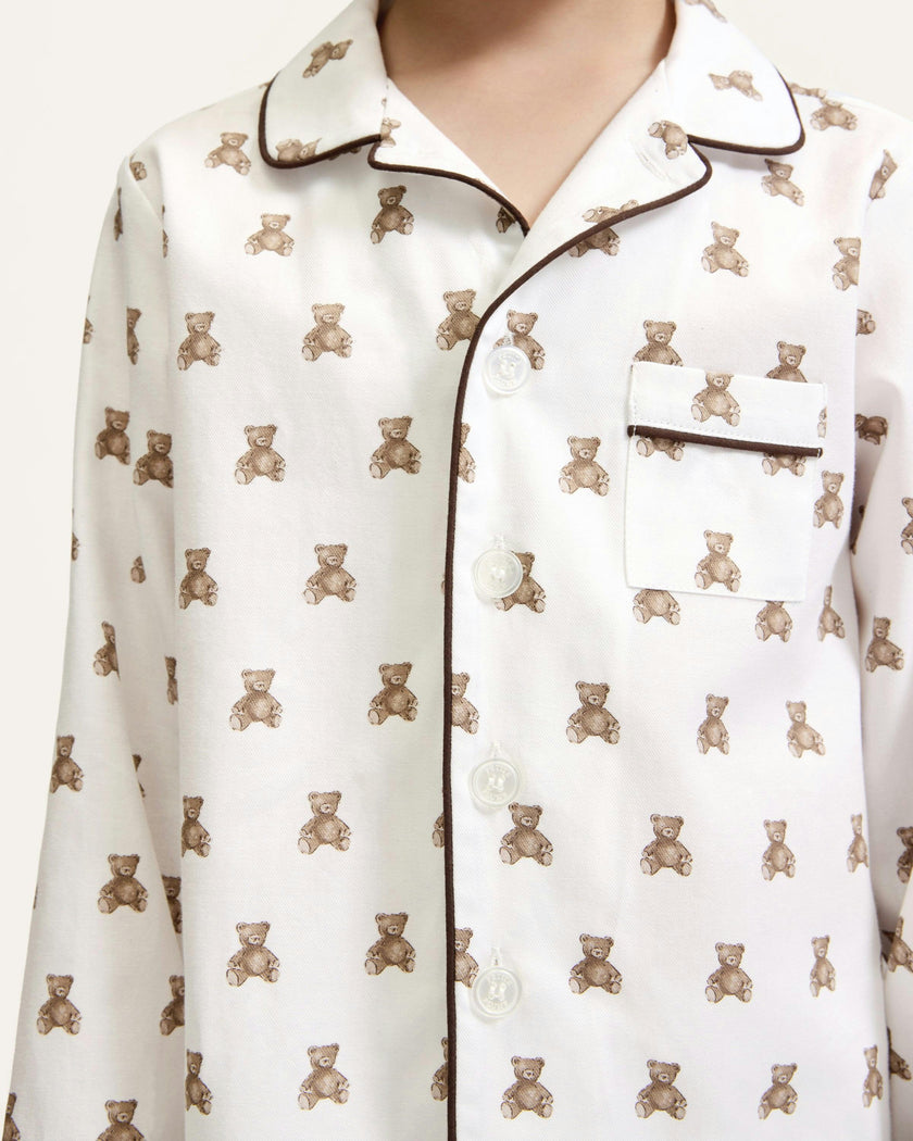 Kid's Twill Pajama Set in Teddy Tales