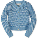 Organic Tweed Stitch Bow Cardigan, Blue