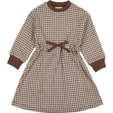 Soft Gingham Contrast Neck & Cuff Long Sleeve Dress