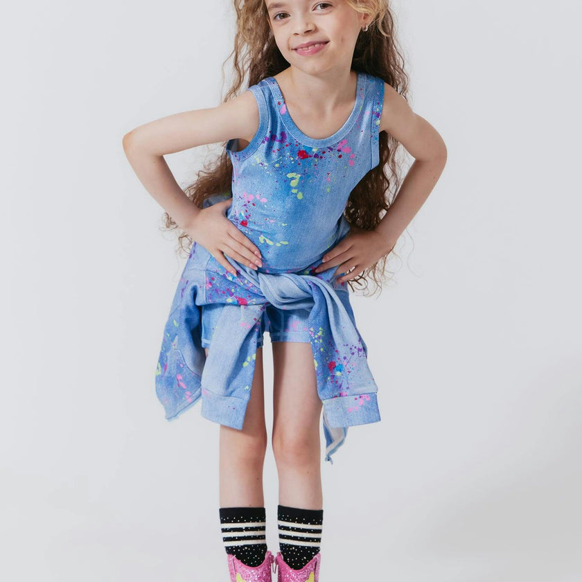 Girls Thick Straps Mid Back Cut Out Leotard