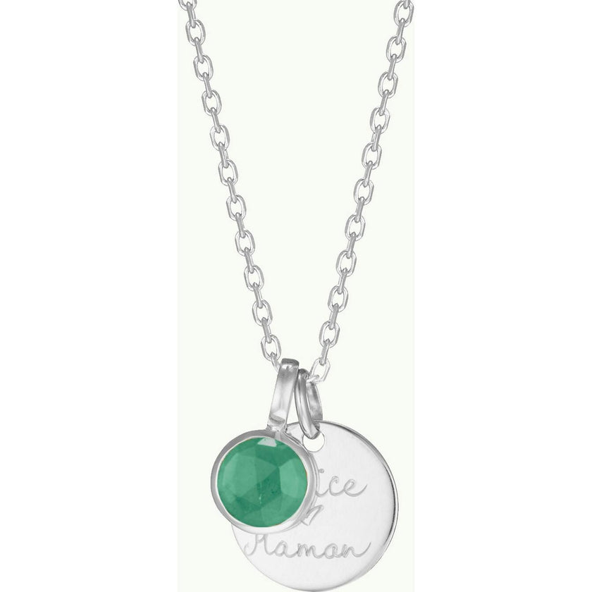 Personalized Message & Birthstone Necklace, Sterling Silver