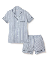 Women's Pima Short Set in Navy French Ticking