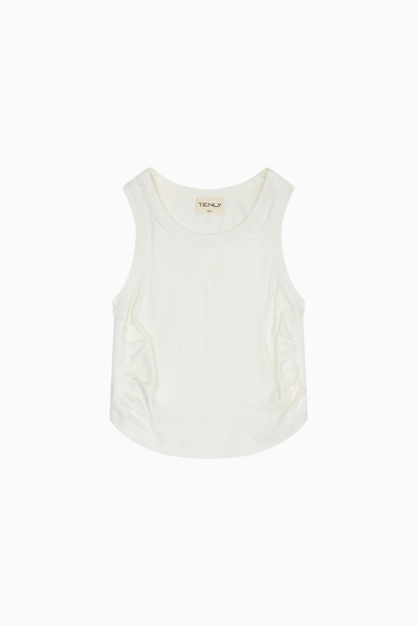 Rayon Rib Shirred Sleeveless Tank