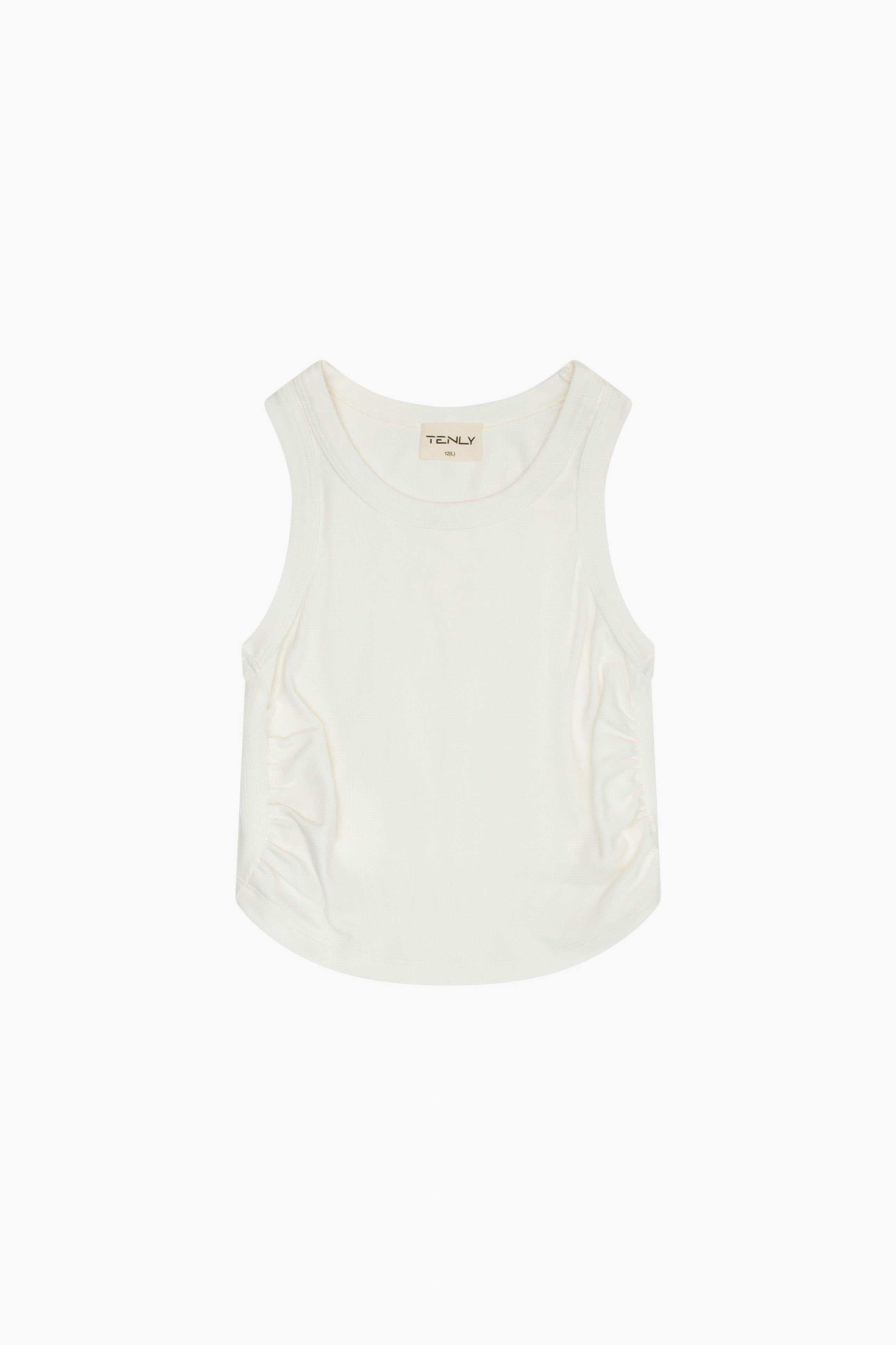 Rayon Rib Shirred Sleeveless Tank