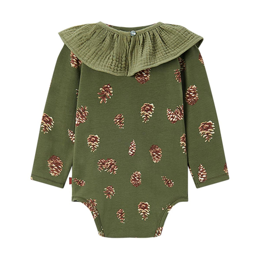 Pinecone Cotton Stretch Removable Collar Long Sleeve One piece