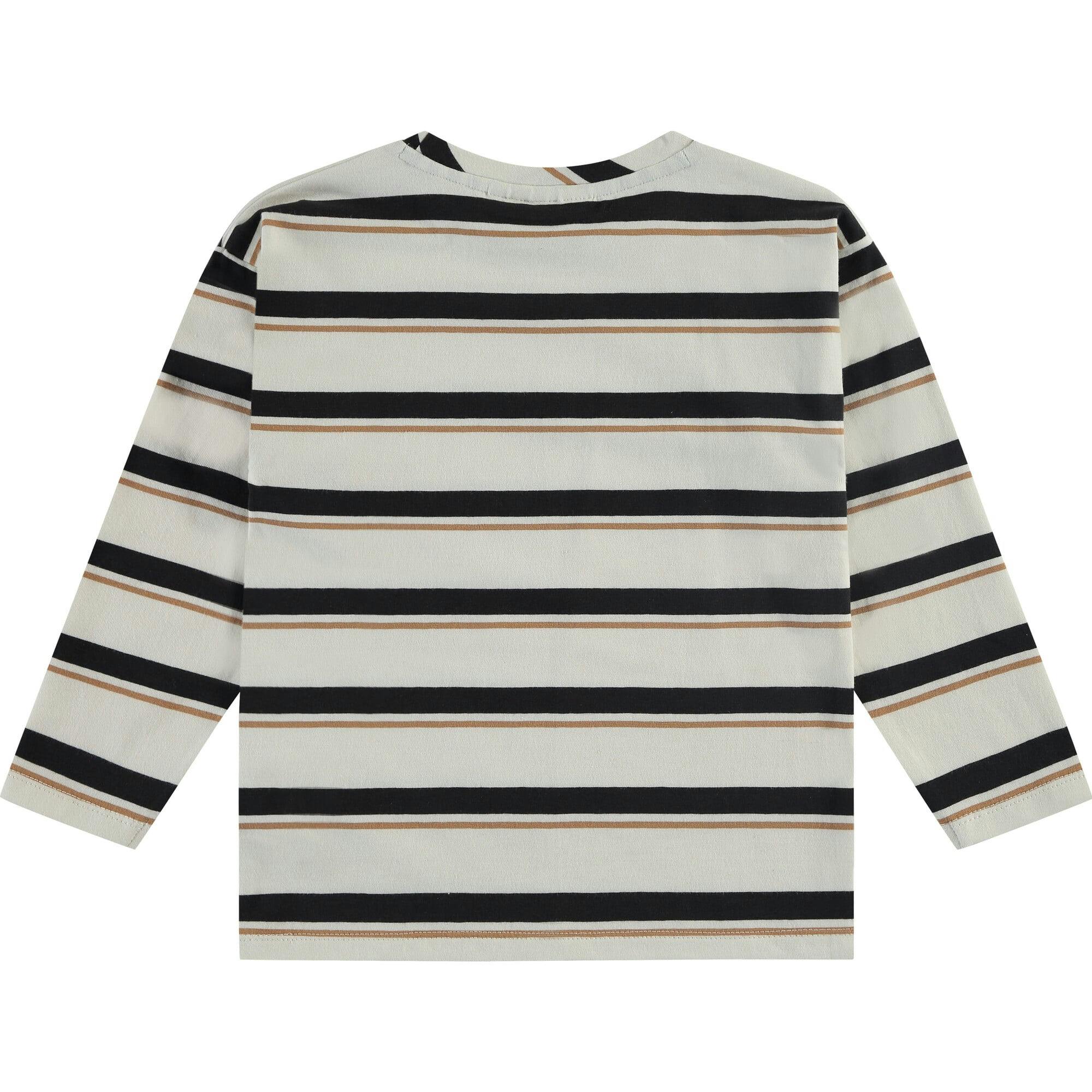 Striped Abstract Front Pocket Long Sleeve T-Shirt