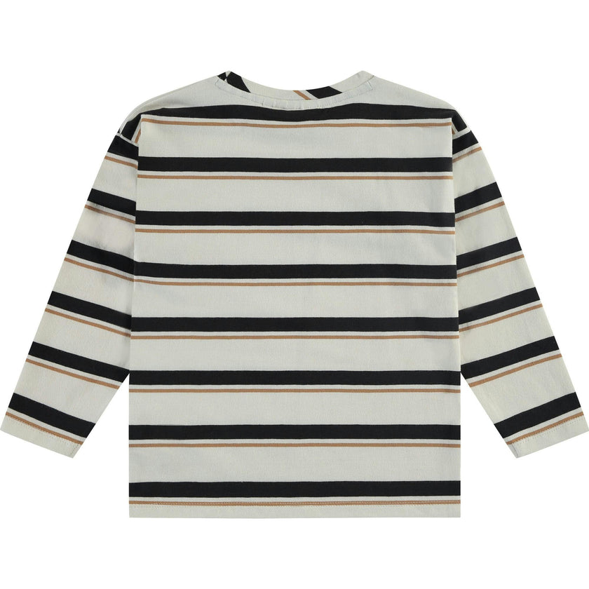 Striped Abstract Front Pocket Long Sleeve T-Shirt