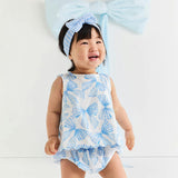 Edda Bamboo Challis Scallop Top Bow Bummie Set