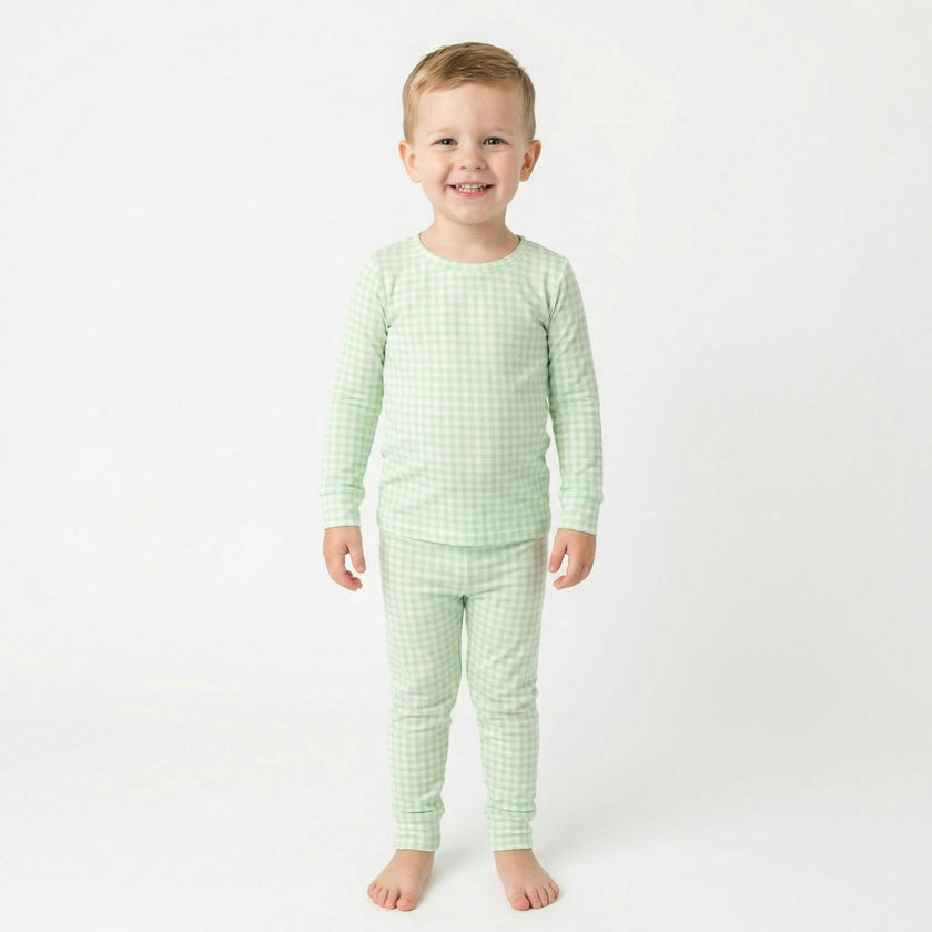 Pistachio Gingham Bamboo Toddler Pajama Set
