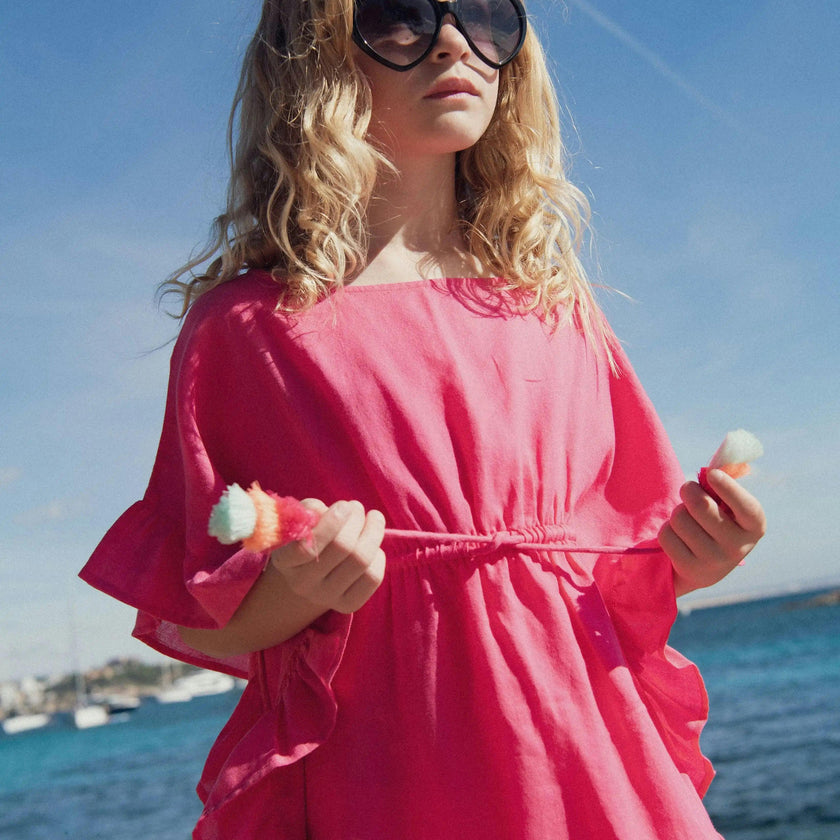 Girl's Tassel Kaftan, Hot Pink | LEA