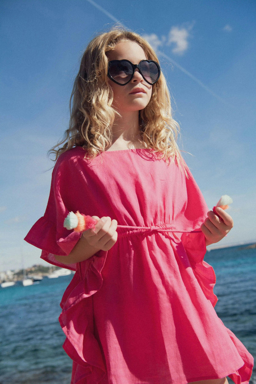 Girl's Tassel Kaftan, Hot Pink | LEA