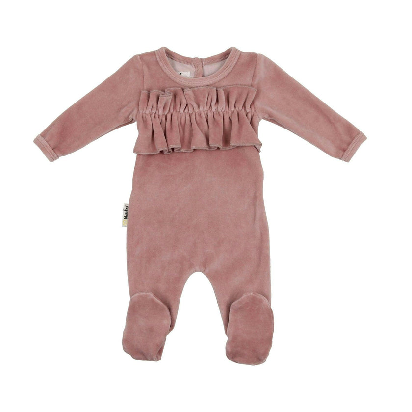 Velour Chest Ruffle Footie
